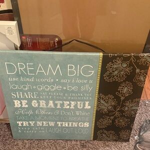 Dream Big Inspirational Wall Art in Blue and Brown